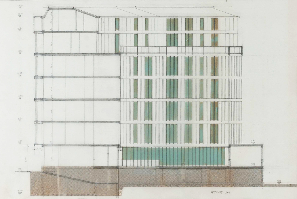 Progetto di una palazzina per abitazioni e uffici in via Monti 14 a Milano	